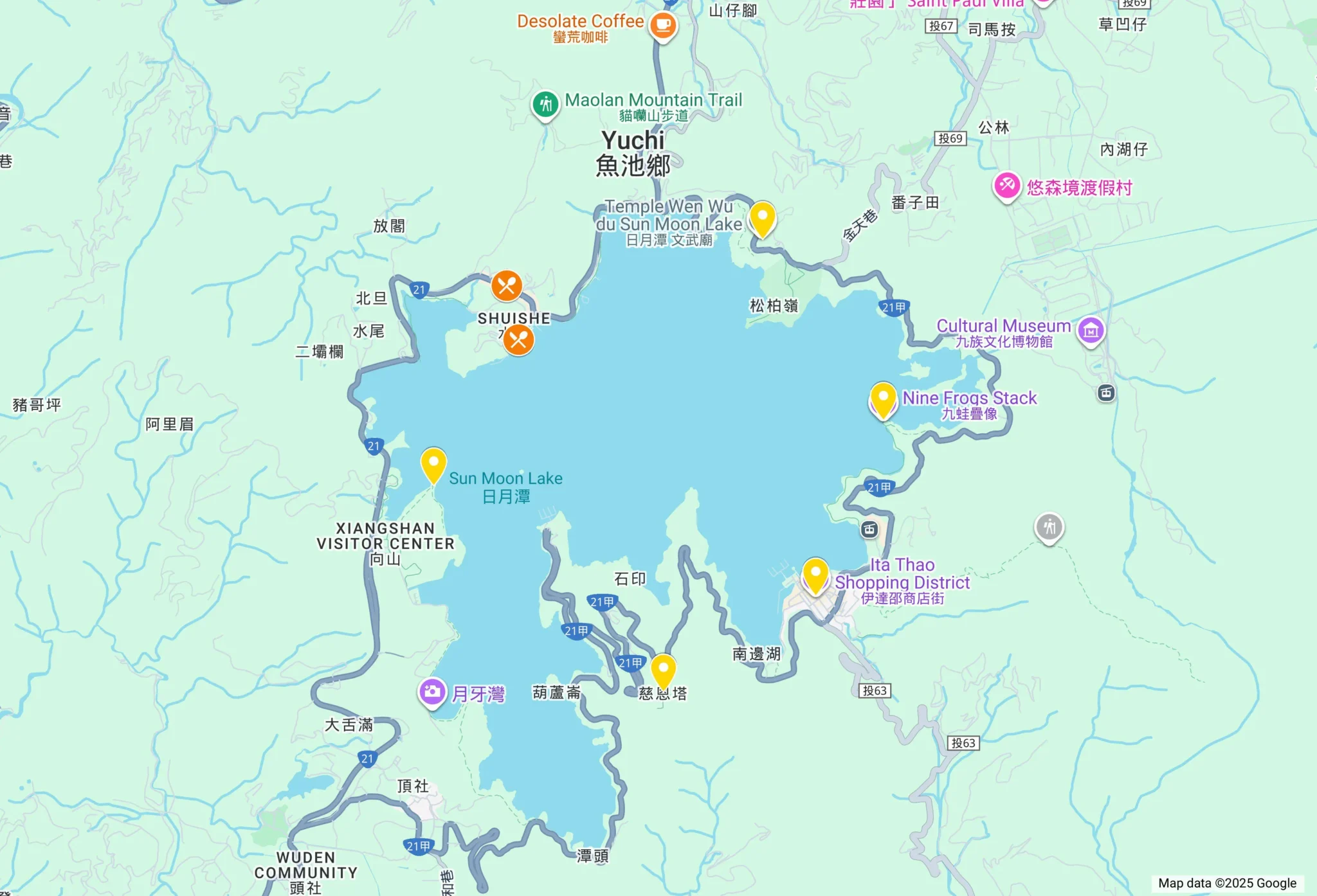 map sun moon lake